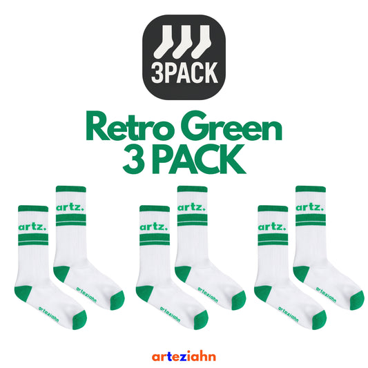 Retro Ever Green (3PACK) Yeşil - Beyaz Unisex Lifestyle & Spor Organik 3'lü Çorap Seti