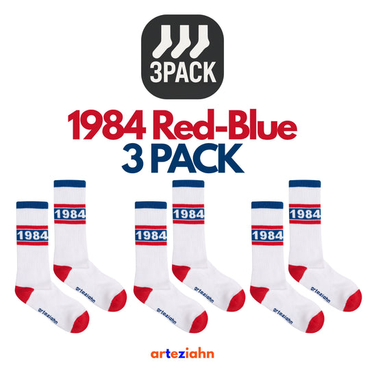 Since 1984 Navy Red Pack (3PACK) Lacivert & Kırmızı Unisex Lifestyle & Spor Organik 3'lü Çorap Seti