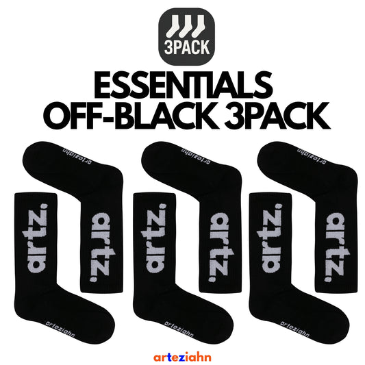 Essentials Off-Black Siyah Unisex Spor & Lifestyle Havlu Taban Organik 3'lü Çorap Seti