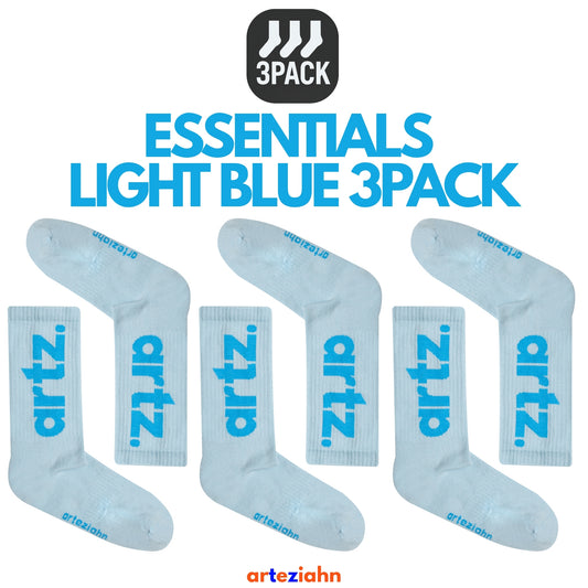 Essentials Light Blue - Mavi Unisex Spor & Lifestyle Havlu Taban Organik 3'lü Çorap Seti