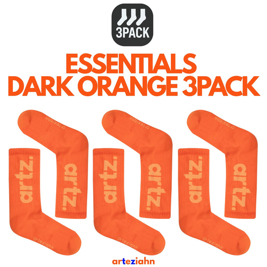 Essentials Orange - Turuncu Unisex Spor & Lifestyle Havlu Taban Organik 3'lü Çorap Seti