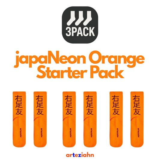 JapaNeon Orange Pack (3 PACK) Neon Turuncu Unisex Lifestyle & Spor Organik 3'lü Çorap Seti