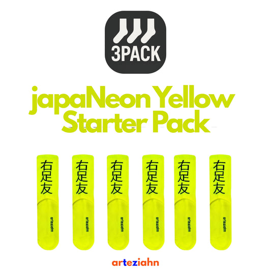 JapaNeon Yellow Pack (3 PACK) Neon Sarı Unisex Lifestyle & Spor Organik 3'lü Çorap Seti