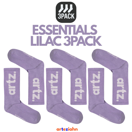 Essentials Lilac - Mor Unisex Spor & Lifestyle Havlu Taban Organik 3'lü Çorap Seti
