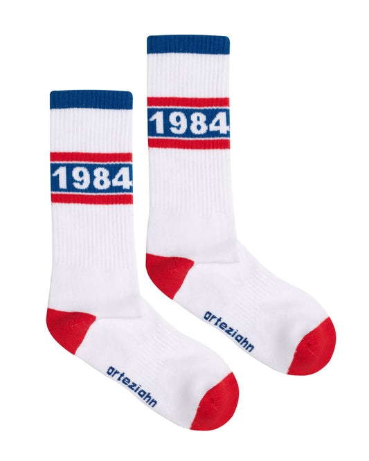 since 1984 Red-Blue Beyaz Unisex Spor & Lifestyle Pamuklu Havlu Taban Çorap