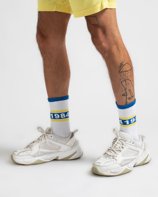 Since 1984 Yellow-Blue 1984 baskılı Unisex Spor & Lifestyle Çorap
