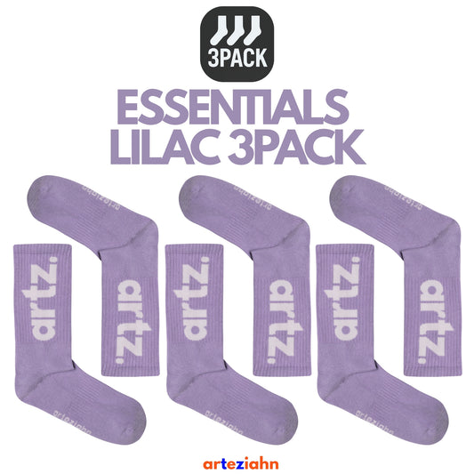 Essentials Lilac - Mor Unisex Spor & Lifestyle Havlu Taban Organik 3'lü Çorap Seti